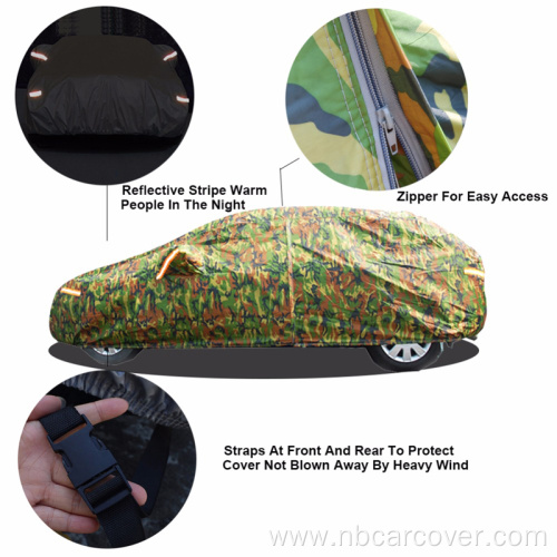 Camouflage 190T portable car cover with zipper